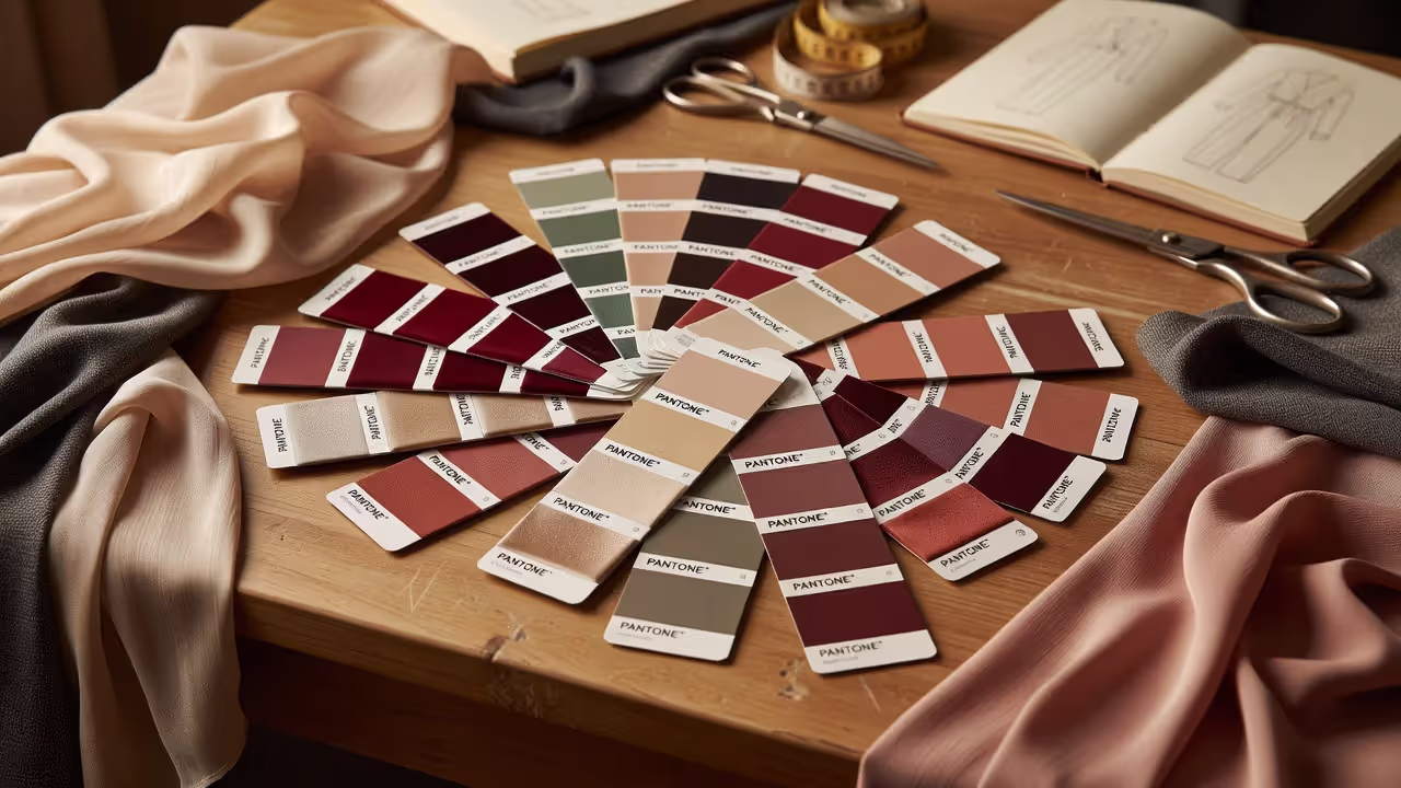 Образцы цветов Pantone на рабочем столе дизайнера